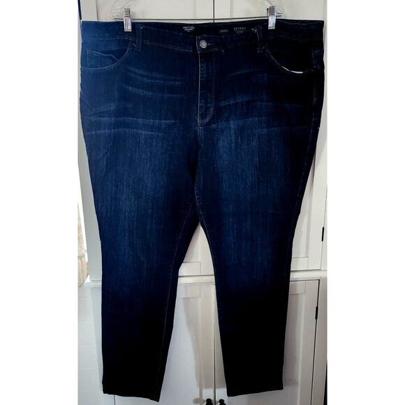 Simply Vera Wang Skinny Mid Rise Jeans Dark Wash Plus Size 24WL - Picture 1 of 6